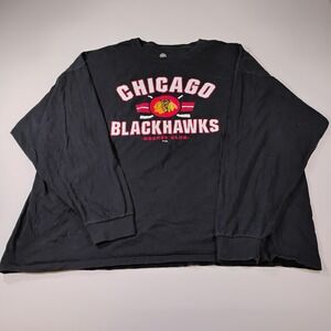 NHL Chicago Blackhawks Mens Long Sleeve Tee Shirt 3XL Black Red Hockey